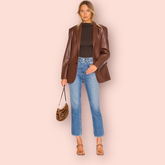 NWT GRLFRND Karolina High Rise Straight Crop in Long Island (flaw) Revolve - Picture 1 of 12